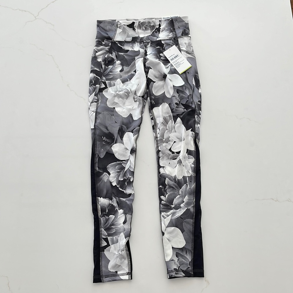 Old Navy elevate legging black and white floral Size girls large 10 to 12